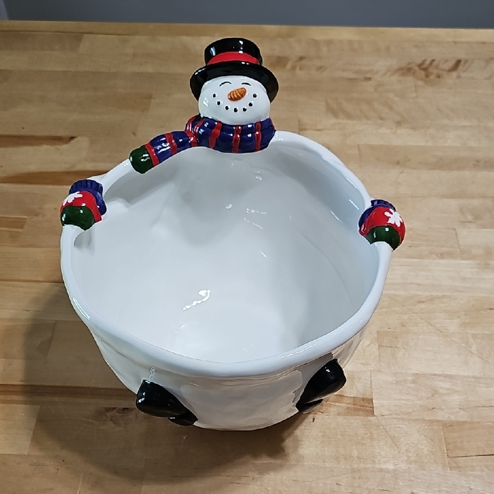 ​☃️ FIGI Snow Joe Popcorn Bowl The Crumplers Snowman Christmas Serving Dish